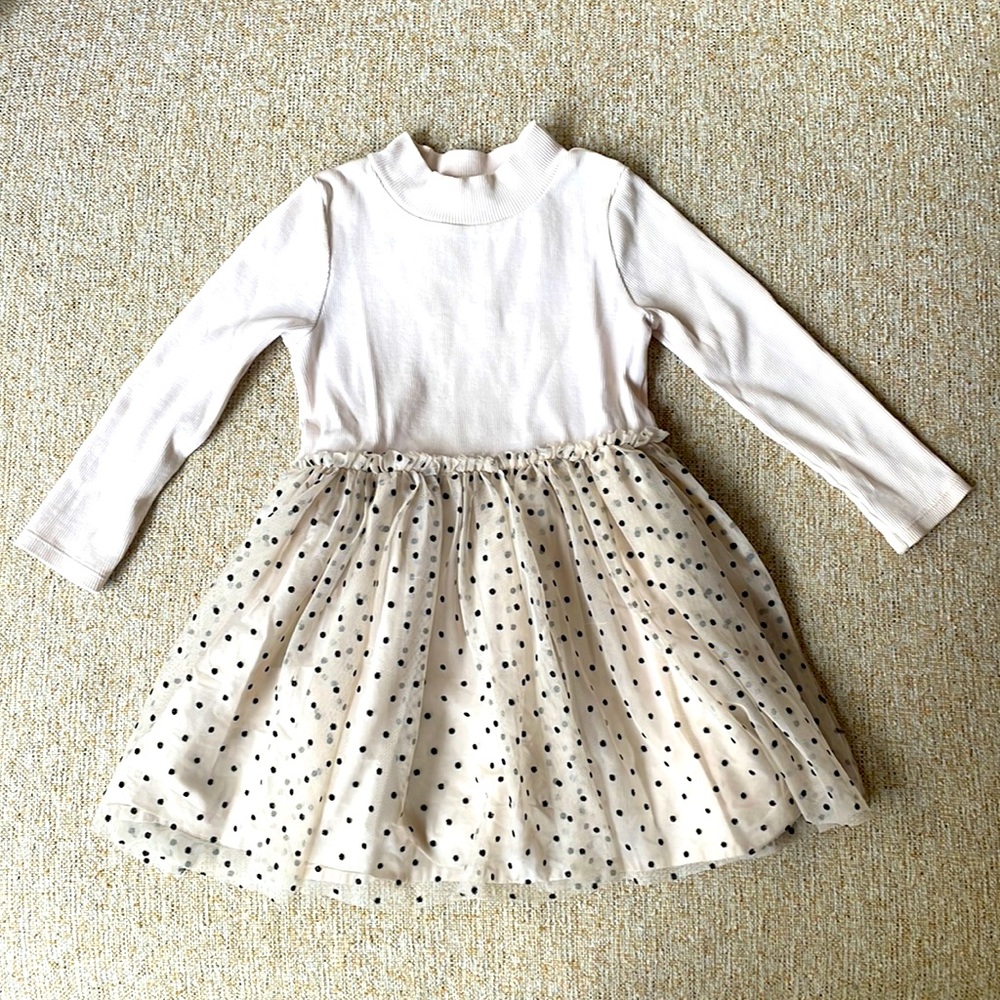 GAP Polka Dot Tulle Dress 3YRS/3T in Birch Beige